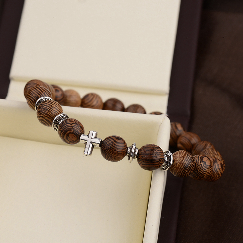 Men's Cross Decorated Beads Bracelet - Image 10